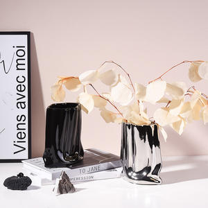 Jarrón de Cerámica Blanco Nórdico, Jarrón de Boca Ancha para Decoración del Hogar, Centro de Mesa Moderno <span class=keywords><strong>y</strong></span> Minimalista, Hierba de Pampas, Flor Seca - Product Image 4