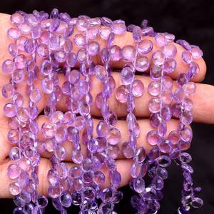 AAA + amatista Natural 6mm-8mm corazón Briolette piedra preciosa facetada amatista brasileña cuentas de piedras preciosas semipreciosas para la fabricación de joyas - Product Image 3