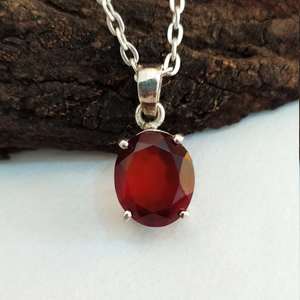 Colgante de Granate Hessonita Hecho a Mano, Ovalado, de Plata de Ley, Joyería de Piedra de Nacimiento, Regalo para Niñas y Mujeres, Alta Calidad, Clásico - Product Image 5
