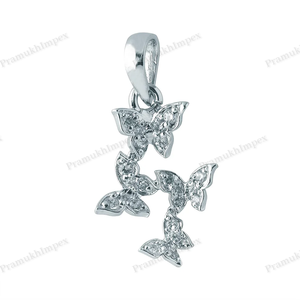 Vente chaude minimaliste 925 argent Sterling papillon Hip Hop Style pendentif GRA certifié fabrication de haute qualité de l'Inde - Product Image 3