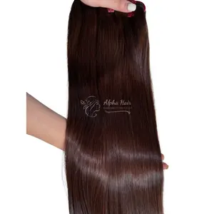 Wonderful Silky Brown Bone Straight Super Sale Hot Price 100% Vietnamese Raw Hair HD Lace Wigs Genius Weft Hair Extensions