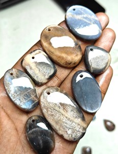 หินมูนสโตนสีดำพลอยคริสตัลขัดเงาแบบหลวมสำหรับทำเครื่องประดับขายส่งพร้อมสว่านฟรี - Product Image 5