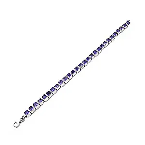 Pulsera de Plata con Cristales Cuadrados de Amatista para Regalo de Mujer - Product Image 1