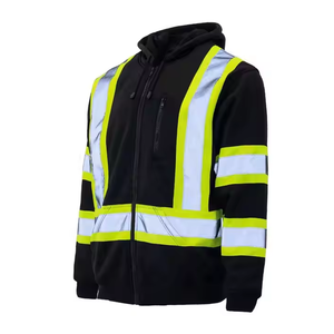 เสื้อมีฮู้ดเพื่อความปลอดภัยสะท้อนแสงสำหรับผู้ชายเสื้อฮู้ดแบบสั่งทำสำหรับขายสีเหลืองเรืองแสงสีดำที่กำหนดเอง - Product Image 2