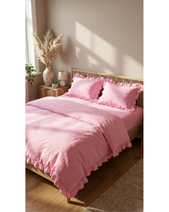 Luxury Woven Ruffled Solid Cooling Poly-Cotton Duvet Cover Set 4 Piece <b>Queen</b> <b>Size</b> Shabby Chic Frill Fitted Hotel Home & Hospital - Product Image 5