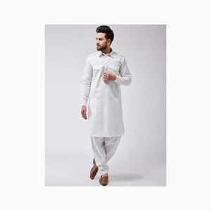 Kurta Shalwar de créateur moderne vert foncé pour hommes pour l'Aïd Tissu tricoté magnifiquement imprimé respirant et élégant pour l'été - Product Image 3