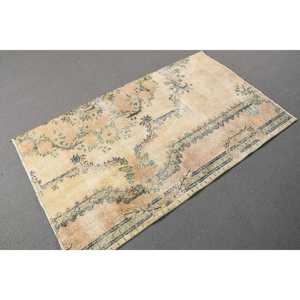 3.2x5.2 ft Turkish Rug, Vintage Rug, <b>Yellow</b> Floral <b>Wool</b> Rug - Product Image 3