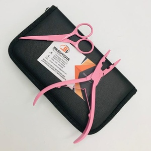 ชุดคีมต่อผมแบบมืออาชีพชุดกรรไกรสแตนเลสรูปทรงตัว C สำหรับเด็กสีชมพูแบบยั่งยืน - Product Image 5