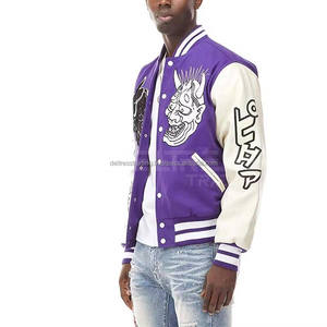 Servicio OEM disponible Chaqueta universitaria de manga larga personalizada de alta calidad para hombre Ropa informal Parches con logotipo Letra teñida lisa - Product Image 3