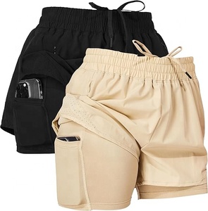 Shorts Deportivos Personalizados para Mujer, Cintura Media, Transpirables, con Lazo, de Nailon/Algodón, Leggings para Gimnasio, Yoga y Fitness - Product Image 5