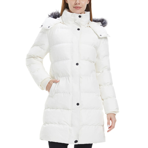 Veste Parka rembourrée en coton épais de marque Duck pour femmes, grande taille, col en fausse fourrure à capuche, fermeture à glissière, vêtements de rue d'hiver, logo - Product Image 1