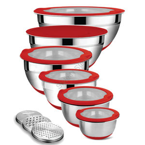 ชุดชามสเตนเลสกันลื่นแบบพรีเมี่ยมพร้อมฝาปิดโปร่งใส - Product Image 2