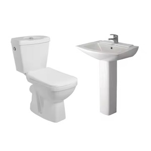 Vente en gros d'articles sanitaires en céramique bon marché Suite WC Lavage à la main sur pied Ensemble de lavabo Lavabo P-trap Salle de bain Toilette et bassin Ensembles bon marché - Product Image 5