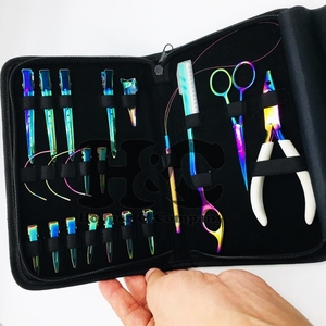 HOOPER COMPANY Rainbow Multi Kit de herramientas de extensión de cabello de acero inoxidable que Incluye alicates Aguja Loop Razor Cabello humano para - Product Image 6
