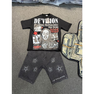 2025 nueva llegada ropa de verano para hombres conjunto doble en Color sólido de alta calidad para hombres 2 piezas conjunto de pantalones cortos para venta en línea - Product Image 1