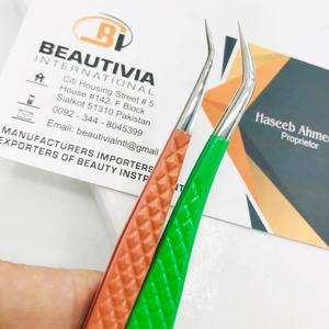 Pince à cils à faible quantité minimale de commande en gros Angle de 45 degrés et pince à épiler en acier durable d'isolement - Product Image 6