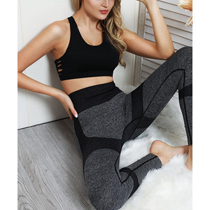 New Wholesale High Waist Seamless Yoga <b>Leggings</b> Full Length <b>Textured</b> Solid Pattern Four-Way Stretch Spandex Nylon Pants - Product Image 4