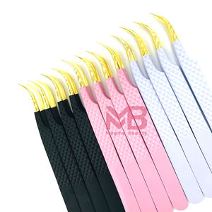 Professional Strong Curved Pink Stainless-Steel Eyelash Extension Isolation <b>Tweezers</b> Fiber Tips <b>Tweezers</b> With Custom Brand Name - Product Image 6