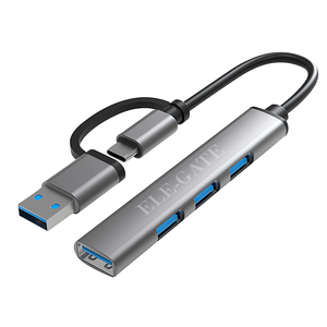 Hub USB Type-C 3.0 a 4 Porte 2-in-1 in Lega di Alluminio, Trasferimento Dati 5Gbps, Funzionalità Doppio Monitor con Confezione - Product Image 3
