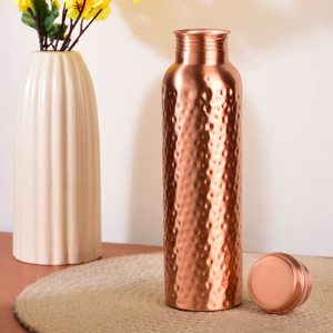 Wholesale Supplier 950ml 100% Pure <b>Copper</b> Water <b>Bottle</b> BPA Free Leakproof With Lid Boosts Immunity Supports Ayurveda Inspired - Product Image 1