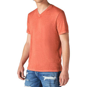 Camisetas de Verano para Hombre con Impresión de Logotipo Personalizado, MOQ Bajo, Cuello en V, Manga Corta, Diseño de Patrón Sólido, Últimas Camisetas para Hombre - Product Image 5