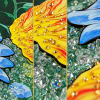Peinture murale de luxe vintage florale en porcelaine de cristal pour décoration de chambre, art mural botanique coloré pour salon, vente en gros