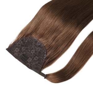 Extensions de queue de cheval marron châtain à cordon de serrage - Cheveux humains indiens lisses à clipser - Product Image 3