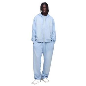 Ensemble de survêtement pour homme en molleton lourd bleu ciel lavé, sweat à capuche oversize à fermeture éclair, jogging décontracté, streetwear, commande en gros, production OEM - Product Image 1