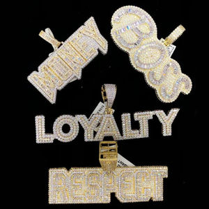 Iced Pendants VVS Marquise Cut Moissanite Luxury Men's 925 Sterling <b>Silver</b> Custom Letter Number Bamboo Rose Engagement Wedding - Product Image 6