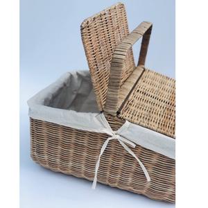 Cesta de Almacenamiento Plegable Rectangular de Ratán, Hecha a Mano, Ligera, Ecológica, Multifuncional, Estilo Vintage, para Picnic - Product Image 1