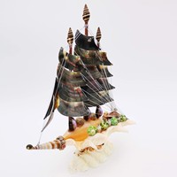 Modèle de bateau pirate fait à la main en coquillages, petits coquillages, modèle de bateau à voile miniature, cadeaux uniques