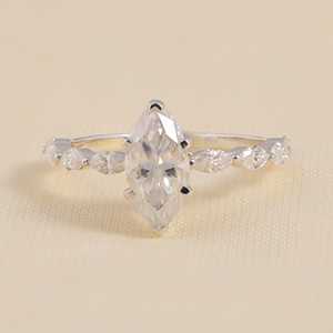 แหวนหมั้นเพชรแบบโซลิแทร์สำหรับผู้ใหญ่ตัดจากหินด้านข้างแหวนทองเงินสเตอร์ลิงแหวนเพชรใส VS1สำหรับห้องปฏิบัติการ - Product Image 5