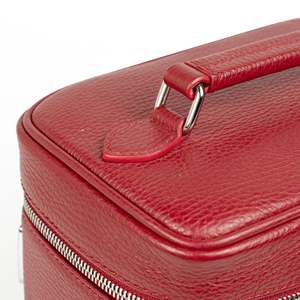 Handee <b>Red</b> Leather <b>Clutch</b> with Textured Pattern Zip Closure Removable Divider Multi-Functional for Travel Adults - Product Image 2