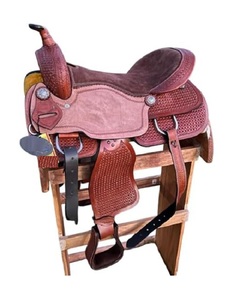 Sillín occidental de caballo de cuero genuino de calidad superior Sillín occidental de carreras de barril para montar a caballo - Product Image 1