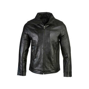 Nouvelle arrivée, veste en cuir d'agneau véritable pour homme, printemps, formelle, toile, imperméable, coupe-vent, col montant, logo sur le devant - Product Image 4