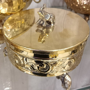 หม้อผงทองเหลืองหรูหราสำหรับบ้านอุปกรณ์ครัวหรูหราสำหรับวางบนโต๊ะสำหรับขนมและผลไม้แห้ง - Product Image 3