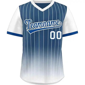 Maillot de baseball à rayures crème personnalisé Chemise de sport à manches courtes à col en V pour homme avec nom et numéro - Product Image 4