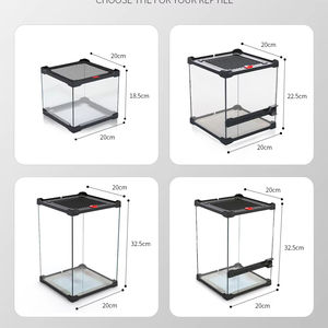 Cam Sürüngen Muhafazası Sağlam Basit Havalandırmalı File Üstlü İstiflenebilir Teraryum Ağaç Kurbağaları Gecko'lar Kertenkeleler Ön/Üst Erişim Tasarımlı - Product Image 1