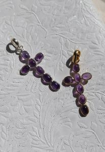 สร้อยคอพลอยสีม่วงธรรมชาติจี้รูปไข่925เงินสเตอร์ลิง14K ชุบทองคริสครอสของขวัญสำหรับเธอ - Product Image 5