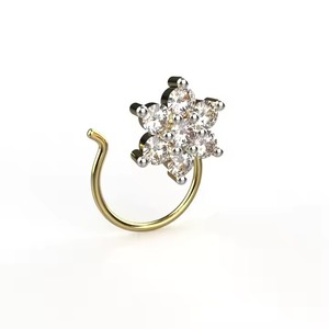 Shining Star Jewelry Yellow Gold Certified <b>Diamond</b> Allure <b>Nose</b> pin Lab Grown <b>Diamonds</b> Flower Shape Pretty <b>Nose</b> <b>Stud</b> For Weddings - Product Image 3