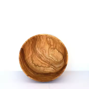 Cuenco redondo de madera para servir, madera natural ecológica con diseño impreso esmaltado para uso en la cocina, artesanía de media luna - Product Image 5