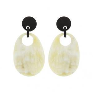 Modern Buffalo Horn & White <b>Resin</b> <b>Earring</b> Jewelry Horn <b>Earrings</b> for Women Fashion Gift Party Classic Buffalo Natural Crafts - Product Image 2