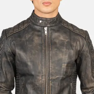 Chaqueta de cuero Vintage para hombre de alta calidad-Estilo clásico de cuero genuino y perfecto para trajes casuales y formales - Product Image 6
