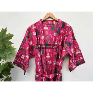 Peignoir en coton imprimé à la main, style bohème, motif floral, tissé doux, taille unique, pour la maison - Product Image 5