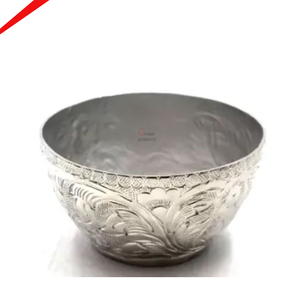 Vaisselle de restaurant, bol à nourriture en métal, fait main, décoratif, argenté, poli, bol à dessert pour la cuisine, pour hôtels et bars - Product Image 2