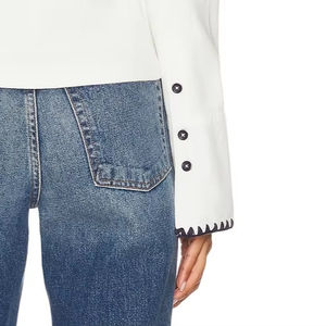 Custom Women's Regular Full-<b>Sleeve</b> Cotton Fleece Button Shirt Embroidery Collar <b>for</b> Office Wear Wholesale Discount Sale Price - Product Image 5