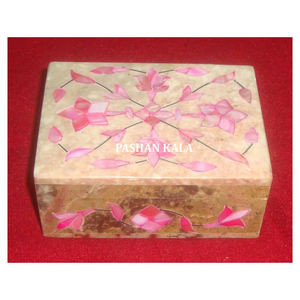 Rectangular Shape Soapstone Inlay Mother Of Pearl In <b>Pink</b> Color Jewelry <b>Boxes</b> For Festival <b>Gifting</b> Purpose In Best Lowest Price - Product Image 1