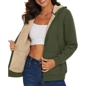 Vestes d'hiver en polaire Sherpa pour femmes Pull à capuche d'hiver à manches longues Vestes d'hiver en polaire Sherpa imprimées sur mesure pour femmes - Product Image 4