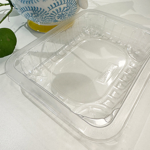 Nampan plastik <span class=keywords><strong>PET</strong></span> thermoforged transparansi tinggi 100% dapat didaur ulang nampan makanan RPET bening - Product Image 6