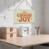 Décoration murale en bois « Choisissez la joie » 30x20cm, paysage, panneau MDF, corde de jute, style rétro vintage, typographie motivante, décoration intérieure